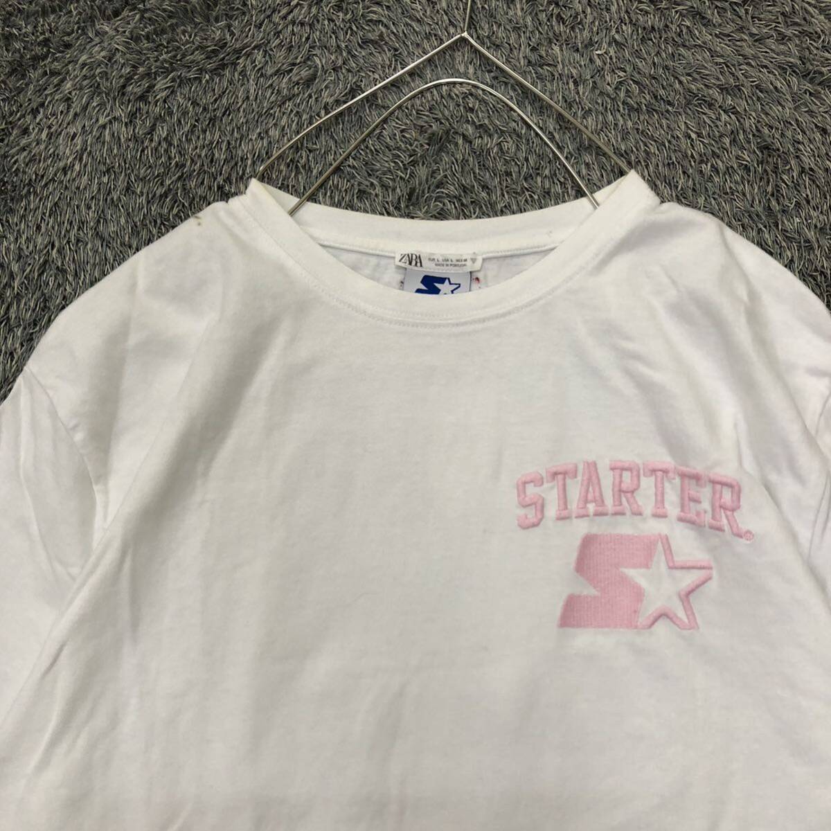 STARTER by ZARA スターター ザラ 半袖Tシャツ 半袖カットソー サイズL ロゴ刺繍 ホワイト 白 コットン メンズ トップス 最落なし （P19）の画像3