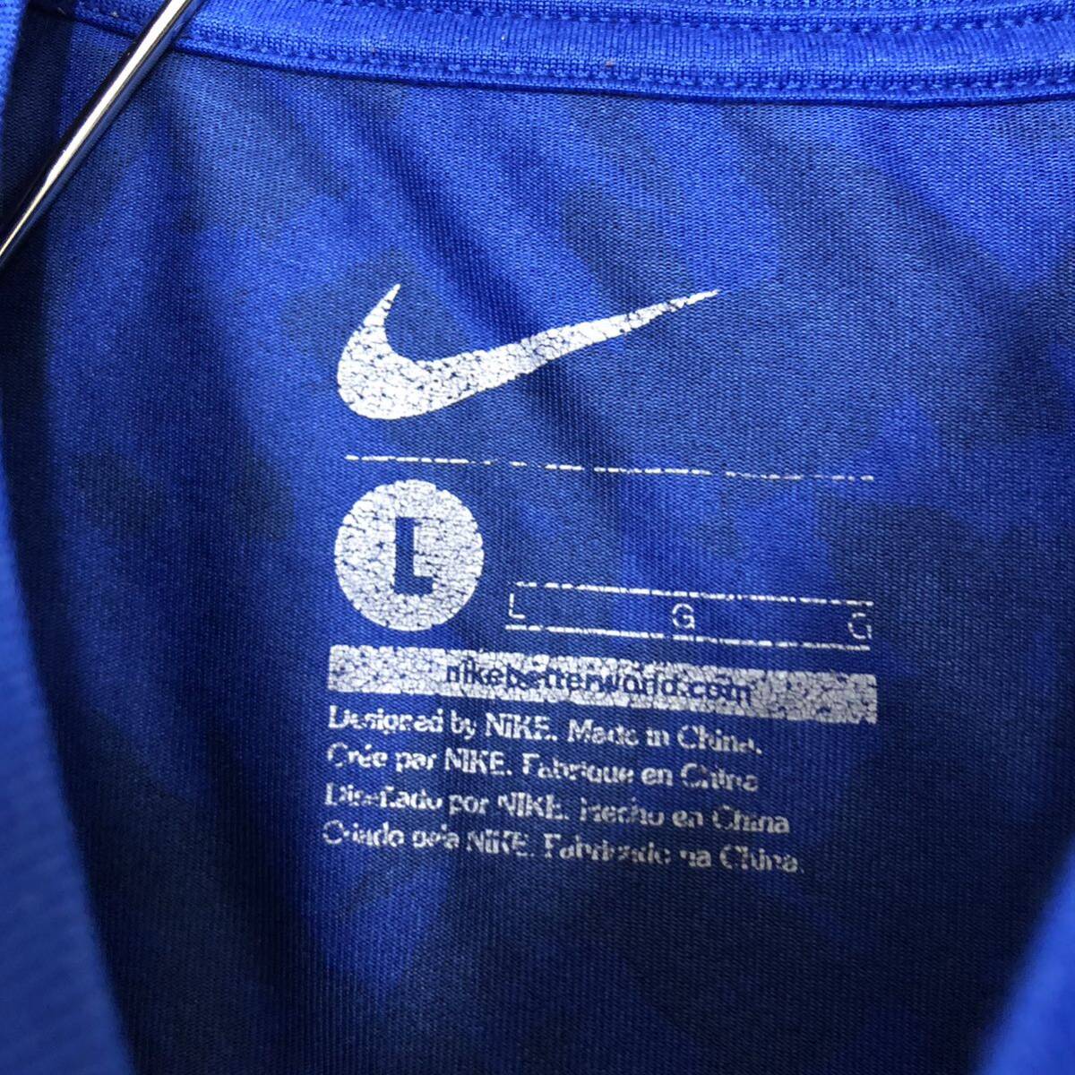 NIKE ナイキ 半袖Tシャツ サイズL 迷彩 デジタルカモ ドライ生地薄手 ブルー 青 スウッシュ カットソー メンズ トップス 最落なし （P19）の画像6