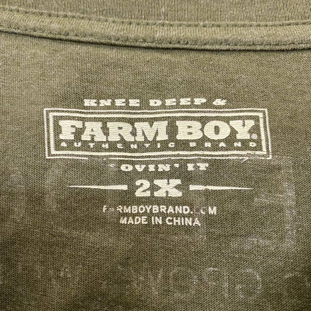 US古着 VINTAGE ヴィンテージ FARM BOY Tシャツ 半袖カットソー サイズ2X グリーン 緑 メンズ トップス 最落なし （Q19）_画像6