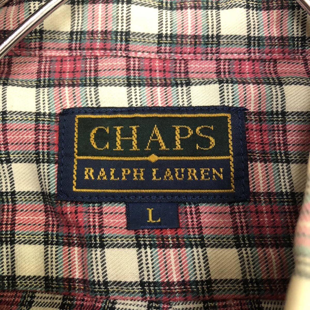 CHAPS Ralph Lauren チャップスラルフローレン ボタンダウンシャツ 長袖シャツ サイズL コットン レッド メンズ トップス 最落なし （R19）_画像6