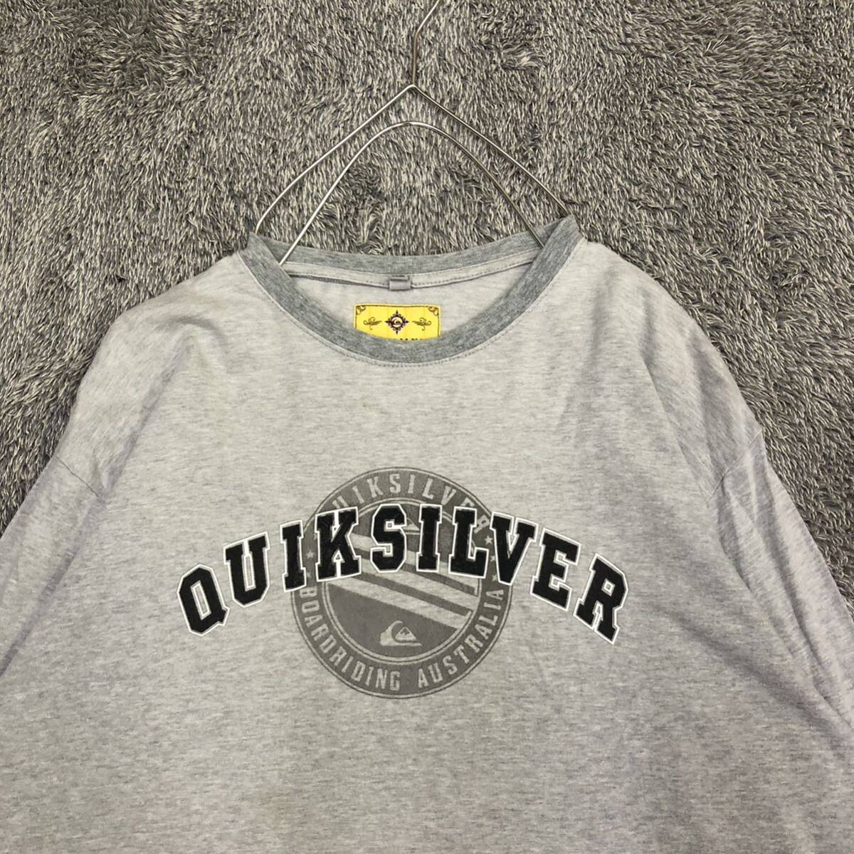 QUICK silver クイックシルバー 長袖Tシャツ 長袖カットソー ロンT サイズM グレー プリント コットン メンズ トップス 最落なし （R19）_画像3