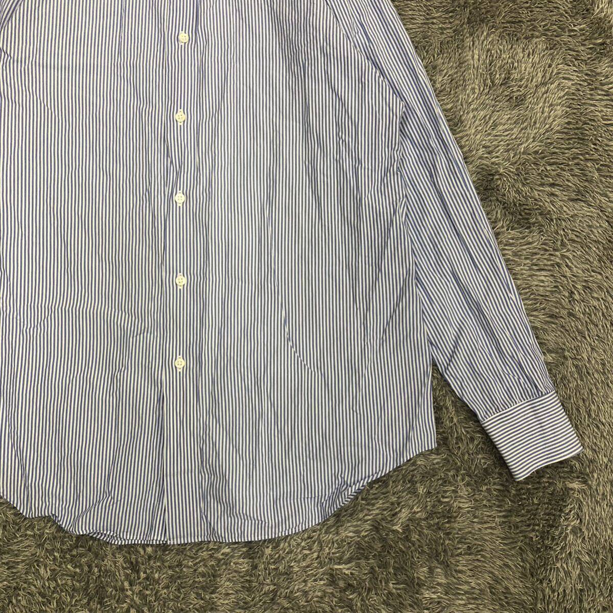Maker's Shirt Kamakura 鎌倉シャツ ドレスシャツ 長袖シャツ サイズ15-33 ストライプ ブルー 青 コットン メンズ トップス 最落無 （R19）_画像5