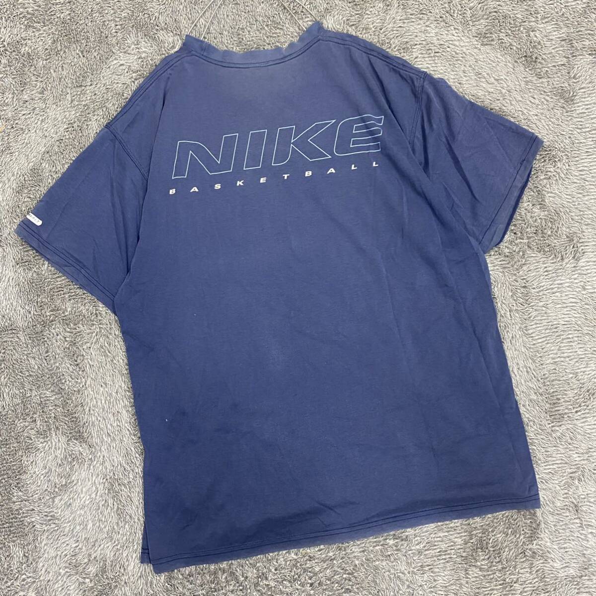 90s NIKE ナイキ 銀タグ Tシャツ 半袖カットソー サイズL ネイビー 紺色 メンズ トップス 最落なし （U19）_画像2