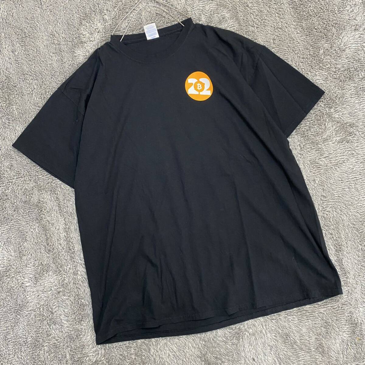 PORT&COMPANY ポートアンドカンパニー BitCoin Tシャツ 半袖カットソー サイズ2XL ブラック 黒 メンズ トップス 最落なし （V19）_画像1