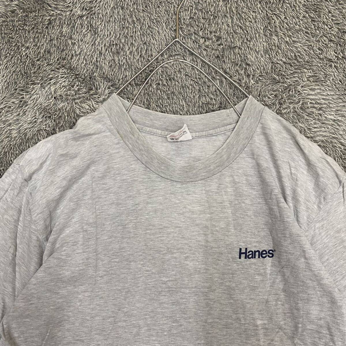 Hanes ヘインズ Tシャツ 半袖カットソー シングルステッチ 90s サイズM グレー 灰色 メンズ トップス 最落なし （V19）_画像3