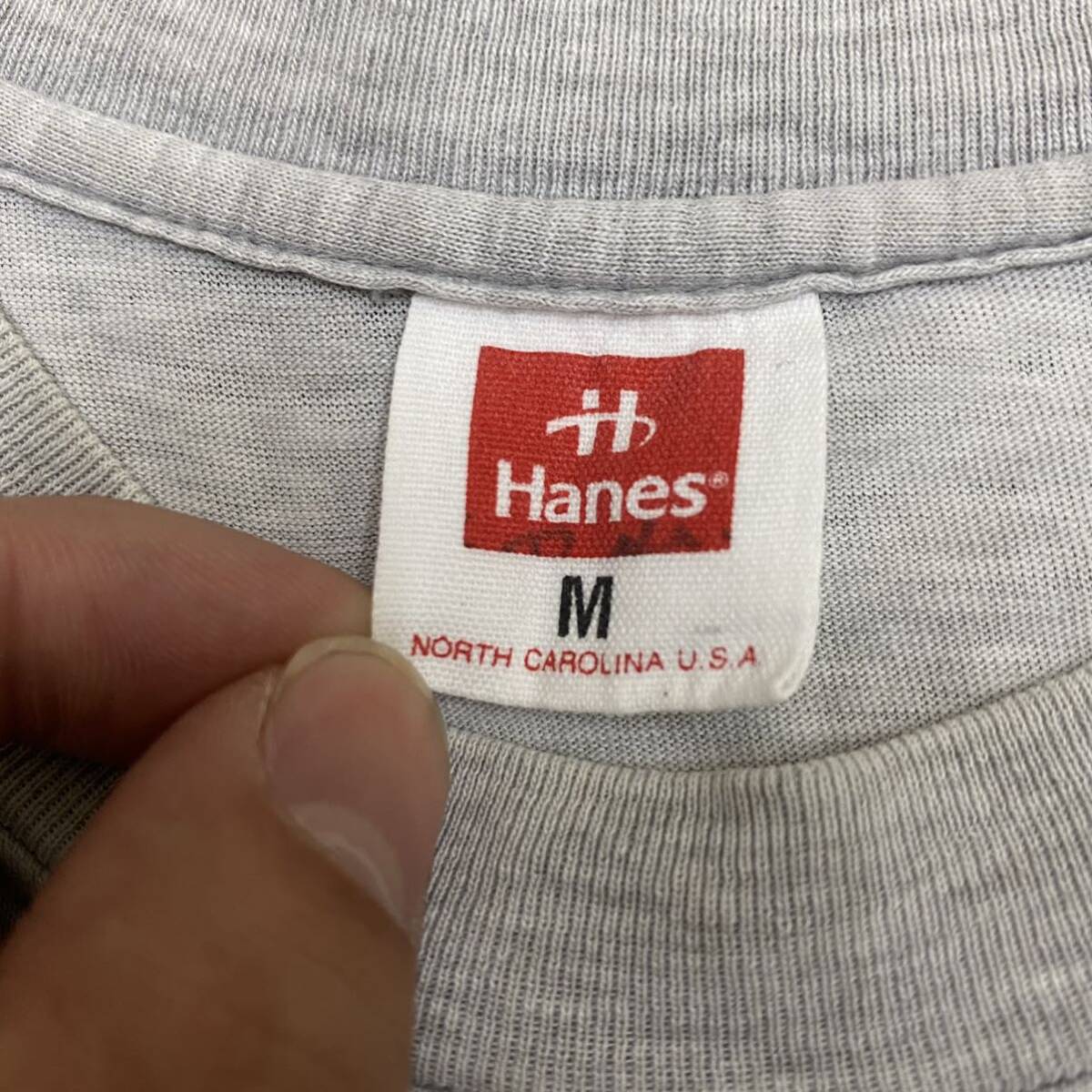Hanes ヘインズ Tシャツ 半袖カットソー シングルステッチ 90s サイズM グレー 灰色 メンズ トップス 最落なし （V19）_画像6