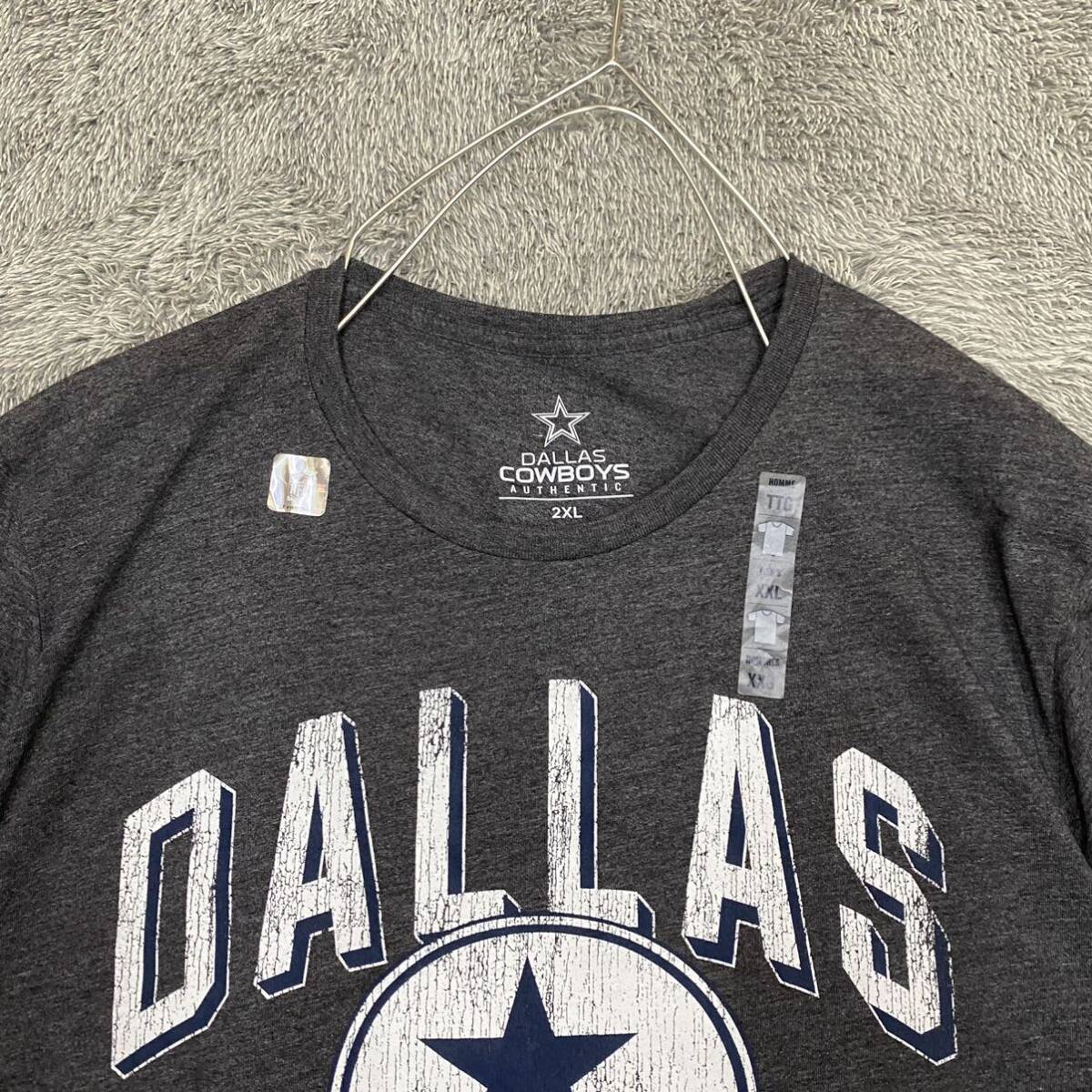 US古着 VINTAGE ヴィンテージ COWBOYS Tシャツ 半袖カットソー サイズ2XL グレー 灰色 メンズ トップス 最落なし （W19）_画像3