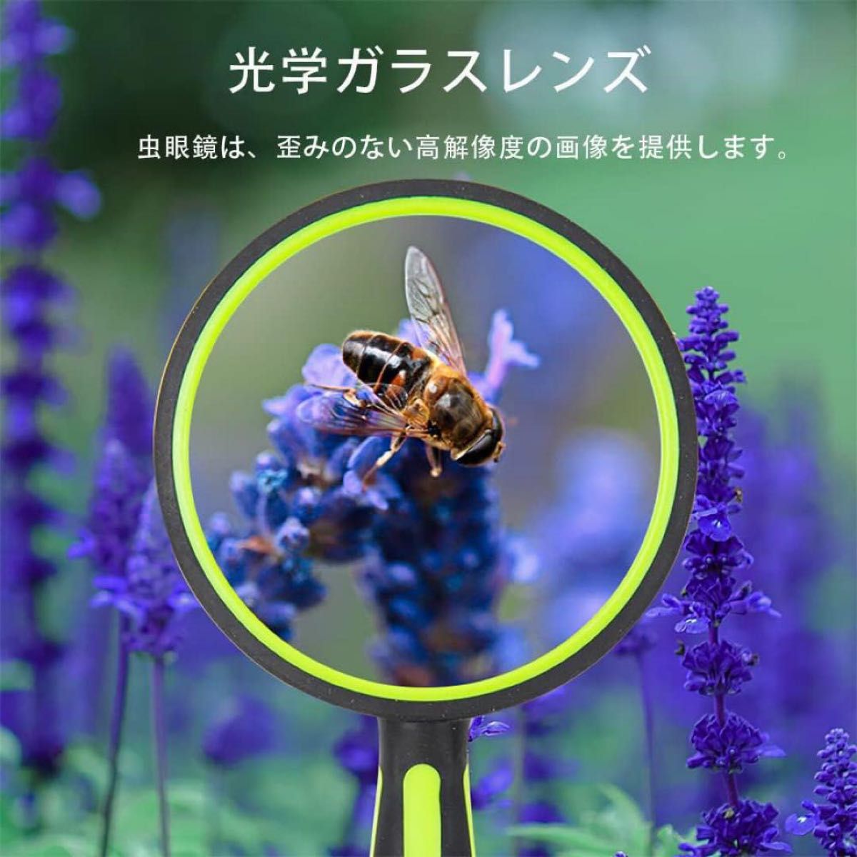 手持ちルーペ 拡大鏡 虫眼鏡 拡大レンズ 6倍ルーペ レンズ径75mm 黄色