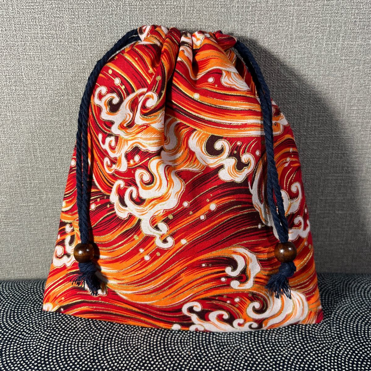  crucian carp vise sphere . storage sack Japanese style red sea pattern * pouch * bag. storage optimum * travel lodging business trip * thickness .. cloth use *