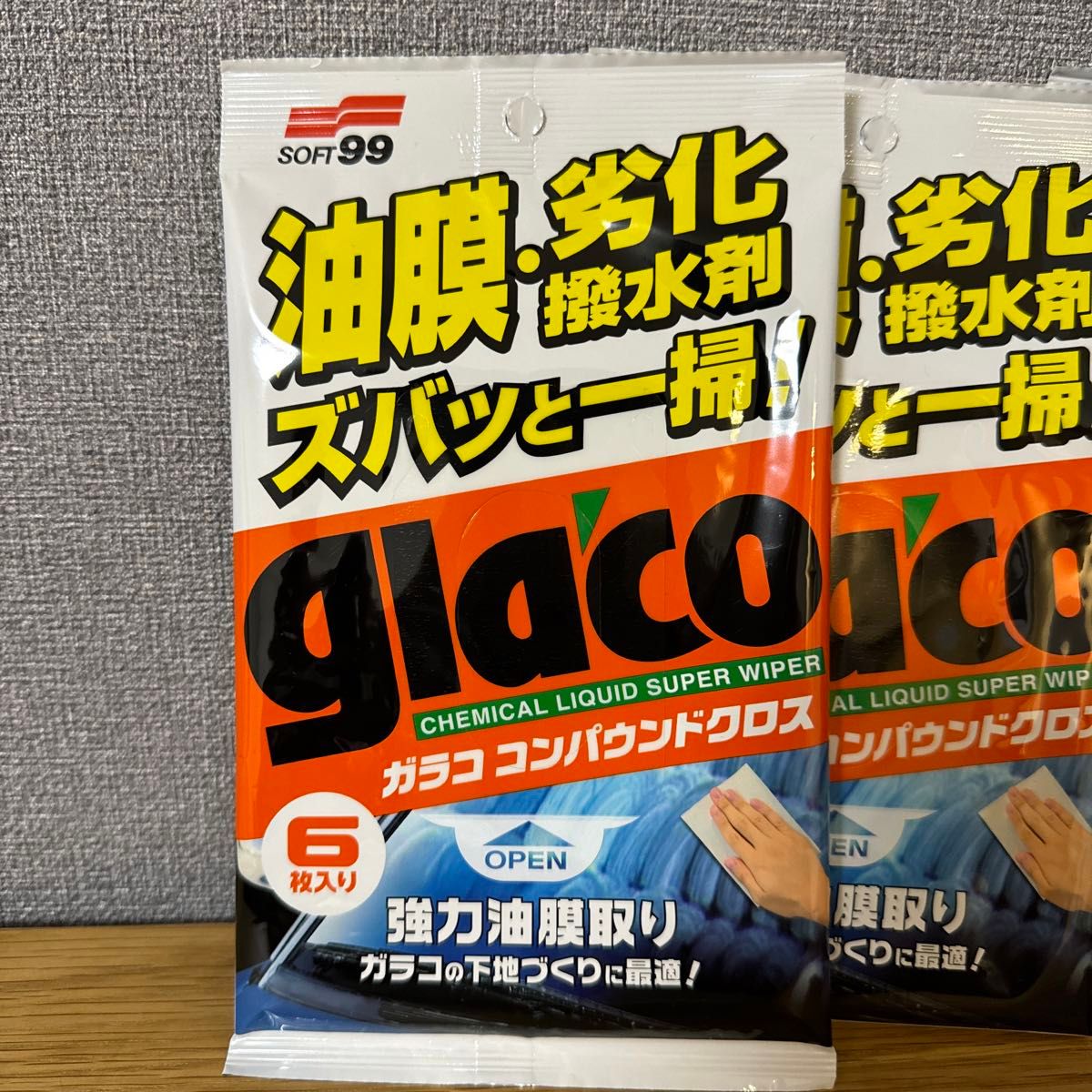 【新品未開封】ソフト99(SOFT99) glaco(ガラコ) ガラスクリーナー ガラココンパウンドクロス 6枚4袋セット
