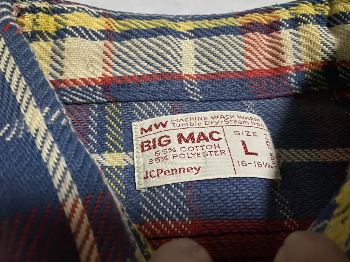 単色タグ 70s BIGMAC ビッグマック ヘビーネルシャツ USA製 ビンテージ JCペニー MW ペンドルトン ファイブブラザーズ リバース Lee 60s80s_画像2
