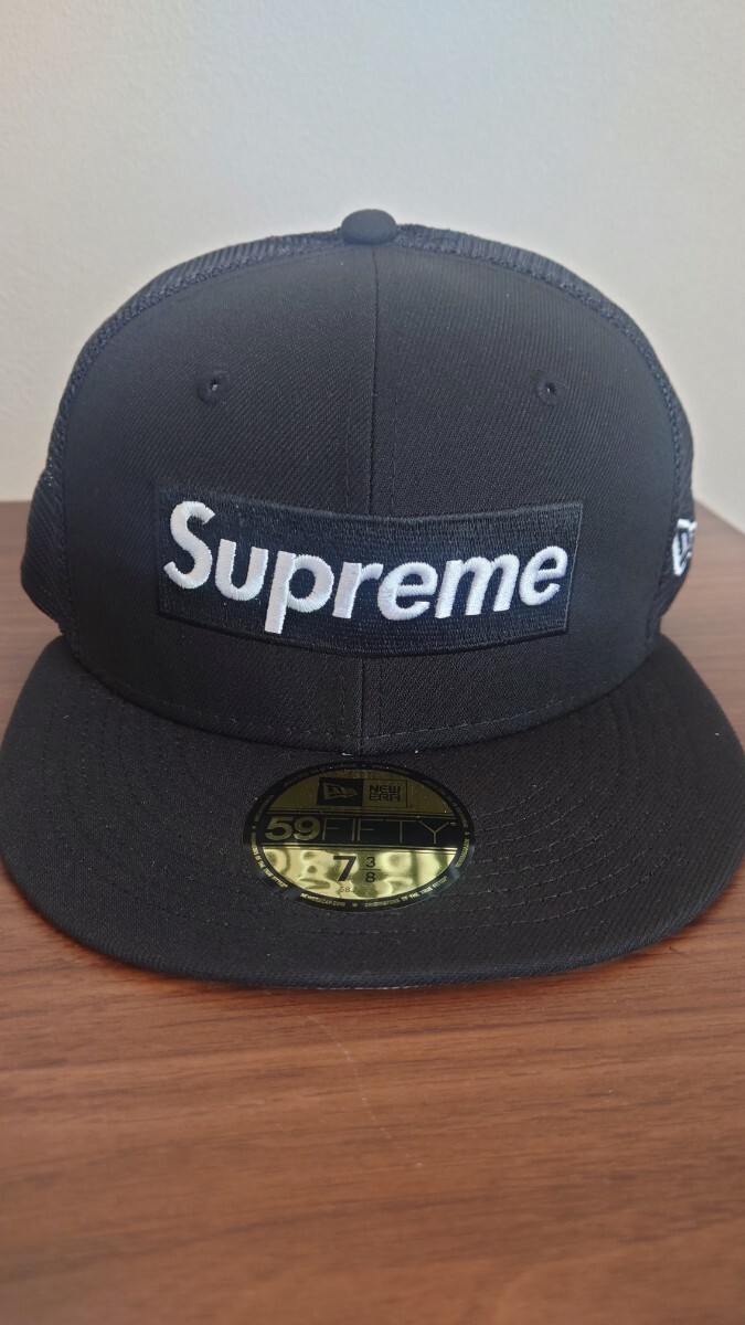 supreme　NEW ERA　キャップ　黒　メッシュ　新品　BOXロゴ_画像1