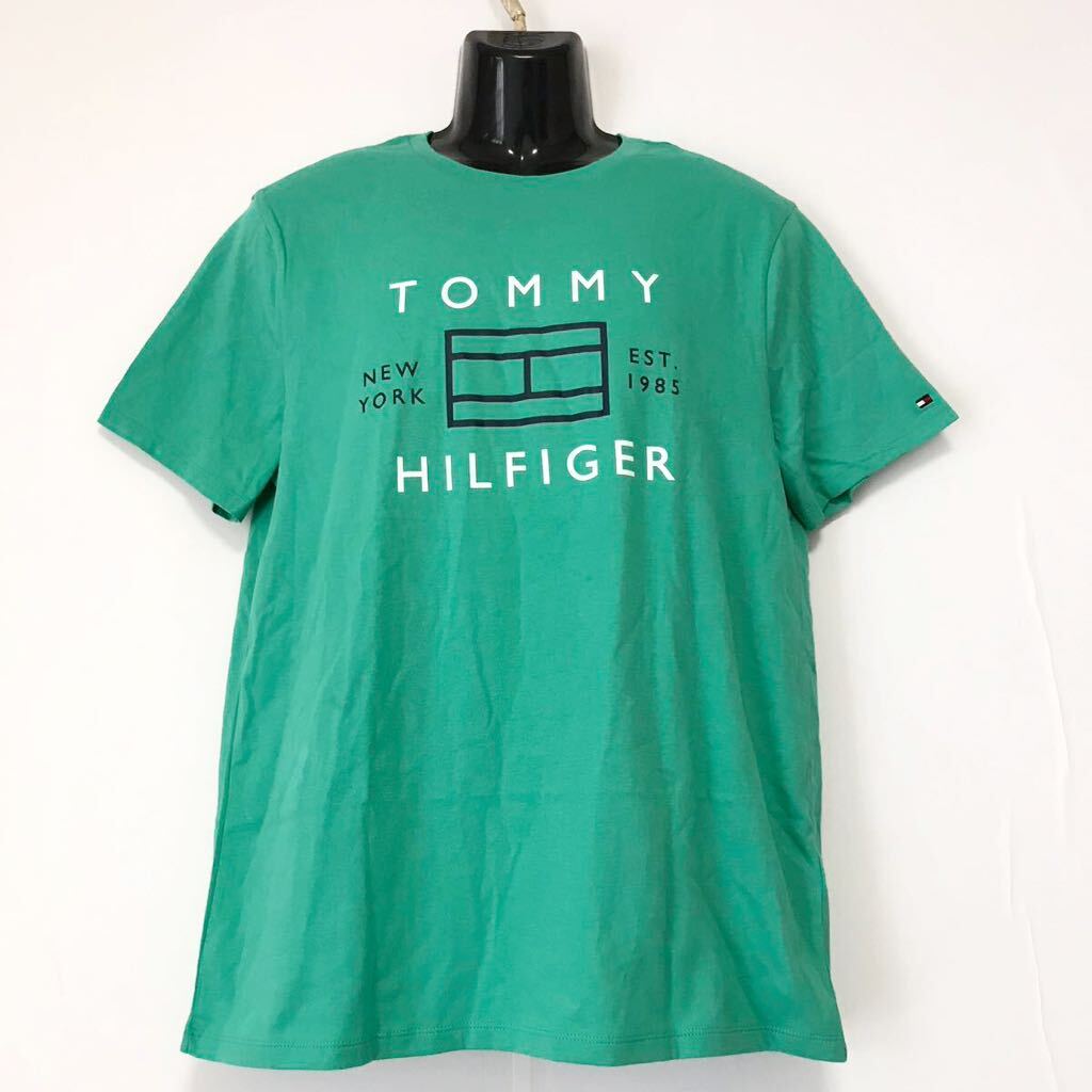 新品☆定価6800円程☆TOMMY HILFIGER☆Tシャツ☆ビッグロゴ/トップス/ジャケット/グリーン/Lの画像1