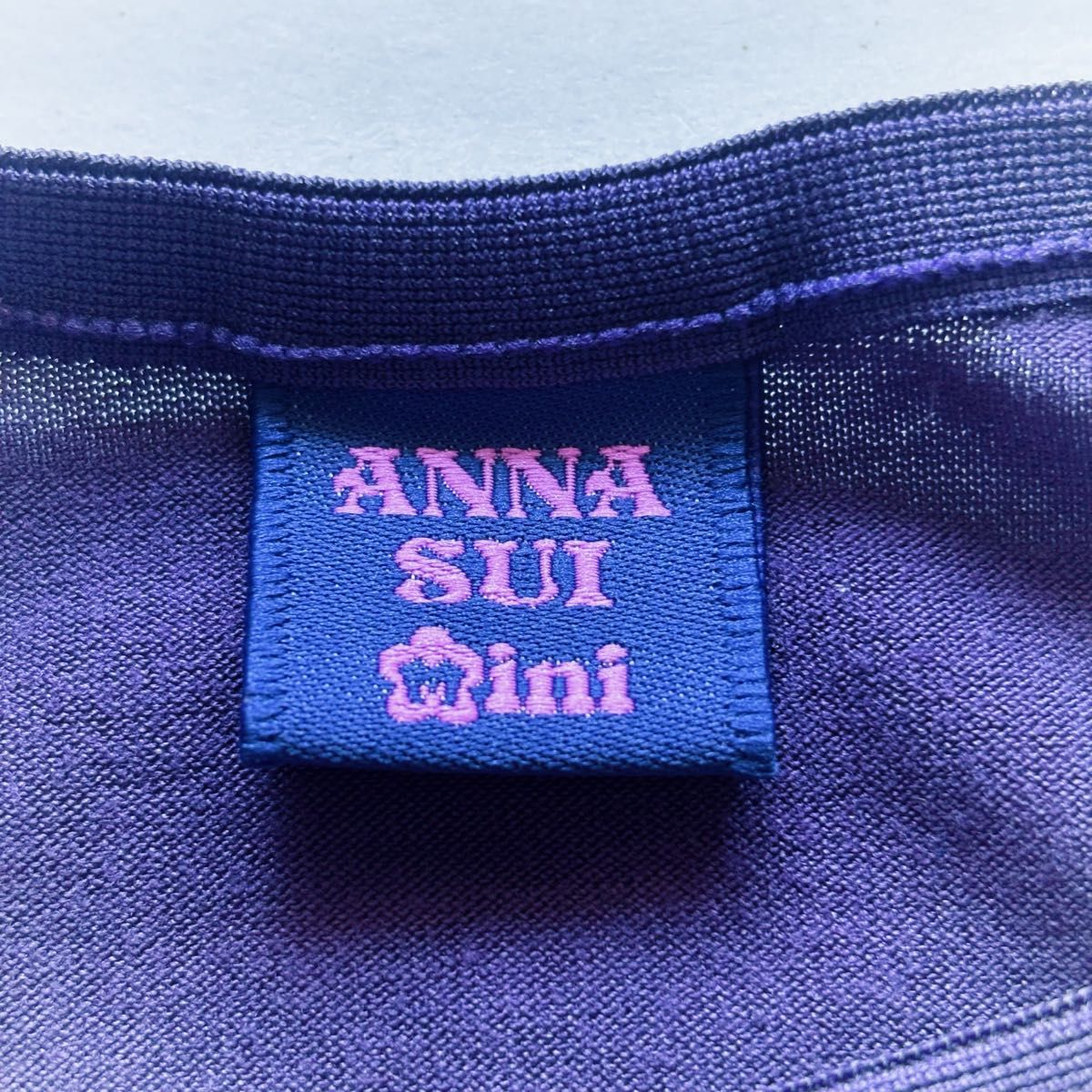 美品 ANNA SUI mini アナスイミニ チュニックワンピース バルーンワンピース 紫 パ－プル だまし絵 80cm