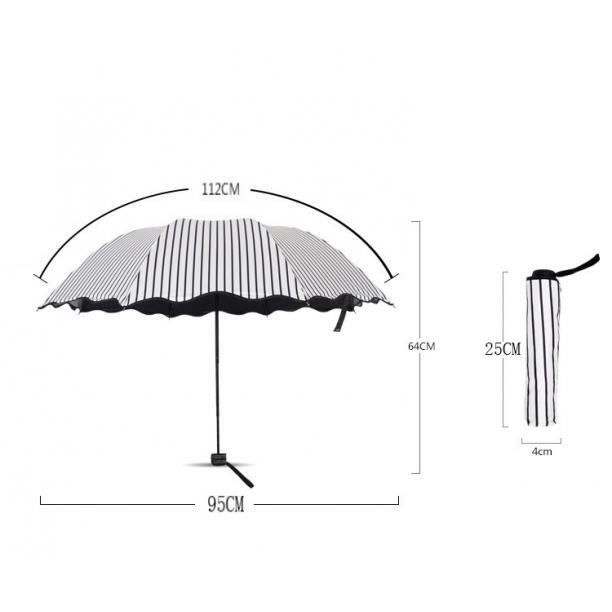 日傘 折り畳み傘 晴雨兼用 紫外線カットUV対策 遮光　軽量 ストライプ