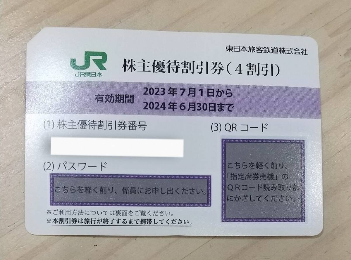 DK308☆JR東日本　株主優待割引券　4割引　1-2個　2024年6月30日_画像1