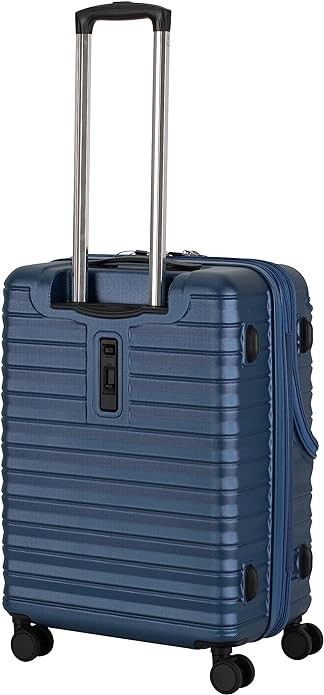 スーツケースmサイズ フロントオープン ストッパーつき ネイビー TSAロック付 鍵付 旅行用 61−72リットル