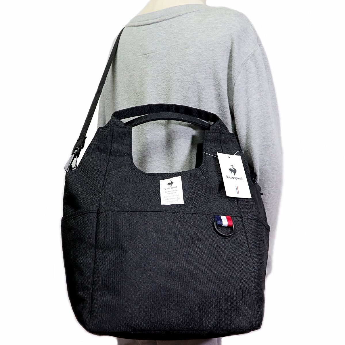 ★ルコック le coq sportif 新品 ポケットいっぱい 2WAY スウェット ショルダーバッグ トート バッグ 鞄 BAG 黒[36231-001]一 六★QWER■_画像1