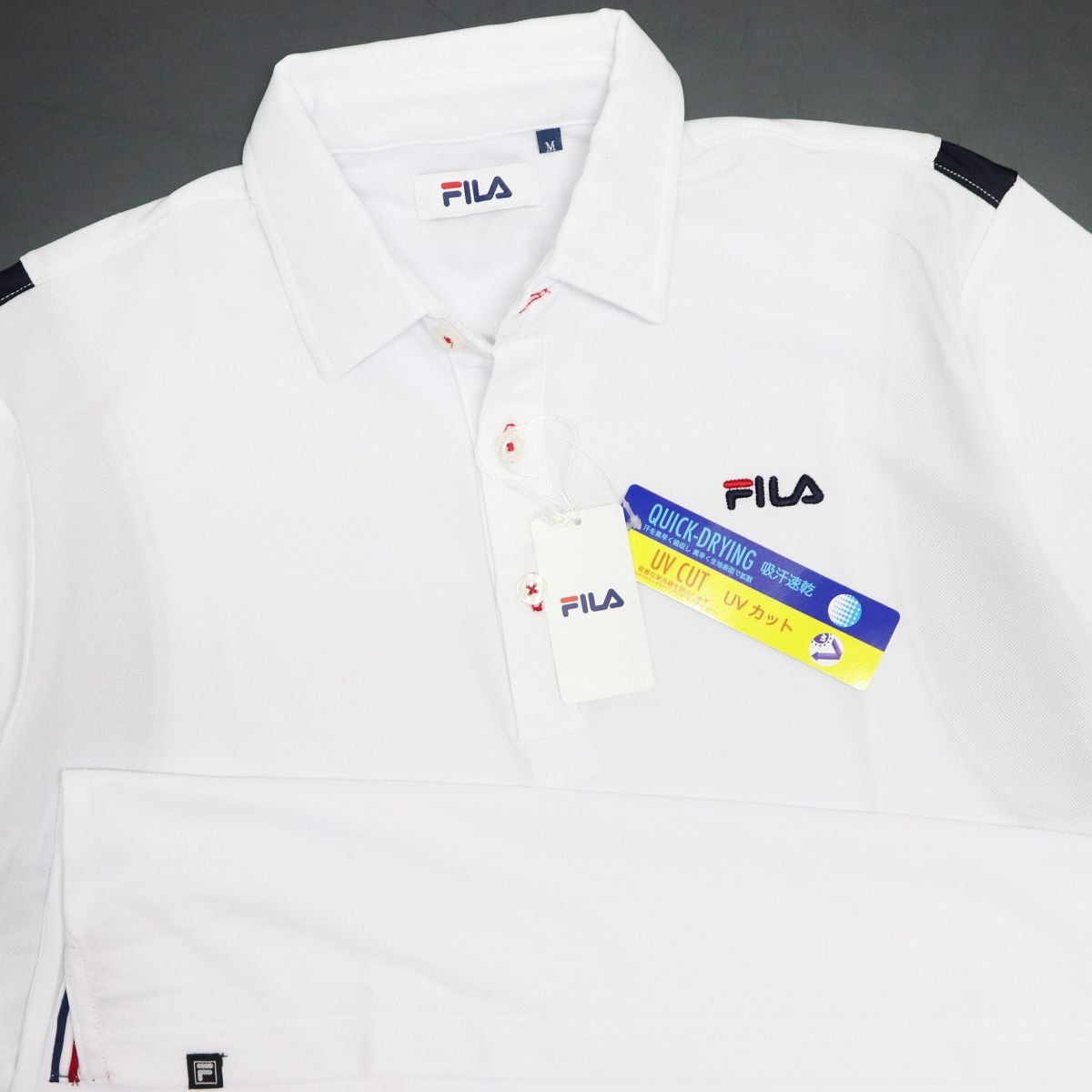 ●送料390円可能商品 フィラ ゴルフ FILA GOLF 新品 メンズ 吸水速乾 UVCUT 半袖 ポロシャツ 白 M[749644G-WT-M]一 三 壱★QWER QQAA-18の画像2