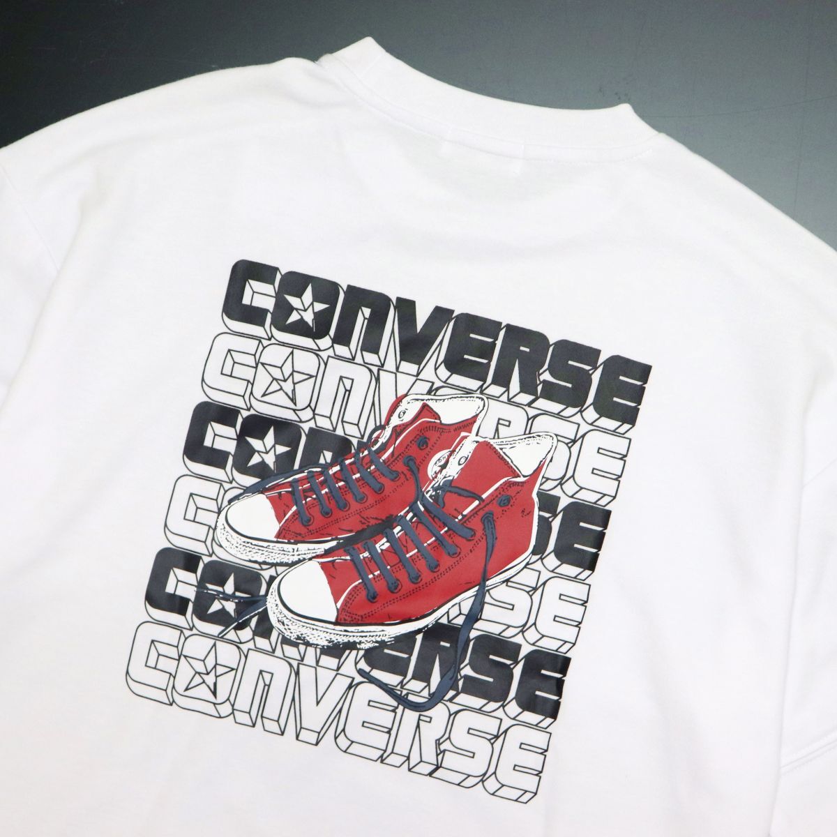 ●送料390円可能商品 コンバース CONVERSE 新品 メンズ バックプリント オーバーサイズ 半袖 Tシャツ 白 M [32736006-09-M]一 三 壱★QWER_画像1