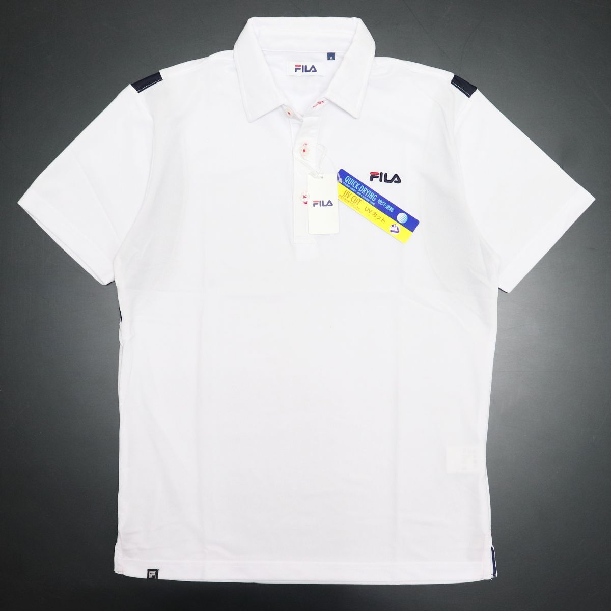 ●送料390円可能商品 フィラ ゴルフ FILA GOLF 新品 メンズ 吸水速乾 UVCUT 半袖 ポロシャツ 白 XL[749644G-WT-LL]一 三 参★QWER QQAA-18の画像2