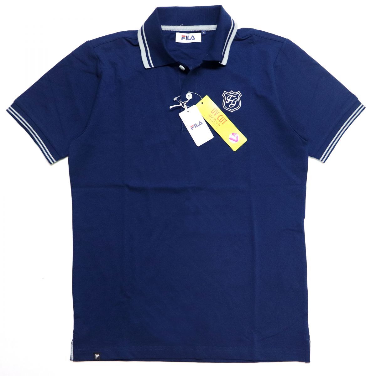 * стоимость доставки 390 иен возможность товар filler Golf FILA GOLF новый товар мужской UVCUT рубашка-поло с коротким рукавом темно-синий XL размер [748660-NV-LL] один три три *QWER