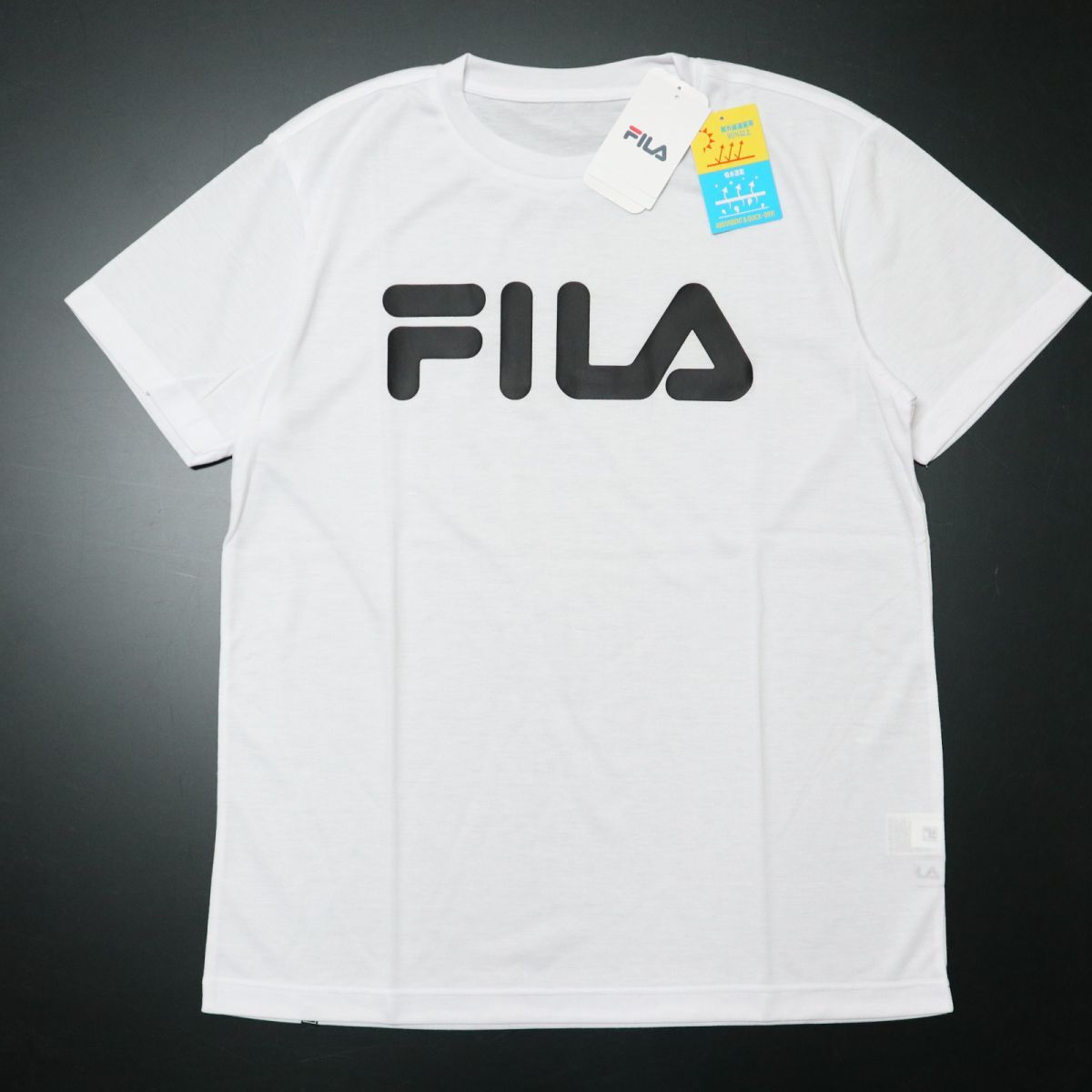 ●送料390円可能商品 フィラ FILA 新品 メンズ 吸水速乾 ドライ UVCUT スポーツ 半袖 Tシャツ 白 Lサイズ [412354-WT-L]一 三 弐★QWER_画像1