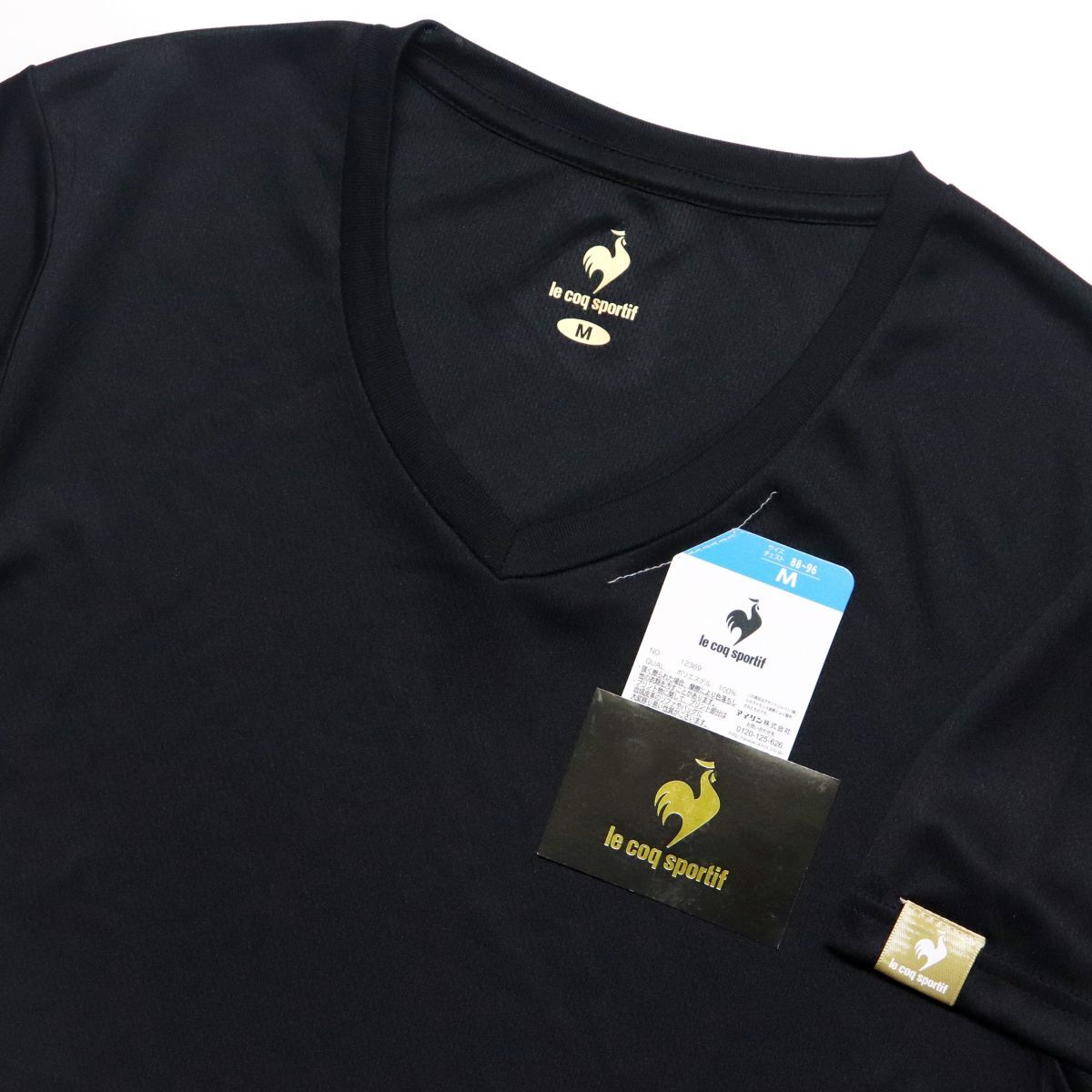 ●送料390円可能商品 ルコック le coq sportif 新品 メンズ トレーニング 半袖 Vネック Tシャツ 黒 XXLサイズ[12369-BLK-3L]一 三 零★QWER_画像1