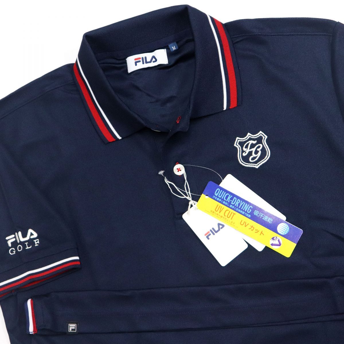 ●送料390円可能商品 フィラ FILA ゴルフ GOLF 新品 メンズ 吸汗速乾 UVCUT 半袖 ポロシャツ 紺[749674G-NV-M]一 三 壱★QWER QQAA-18_画像1