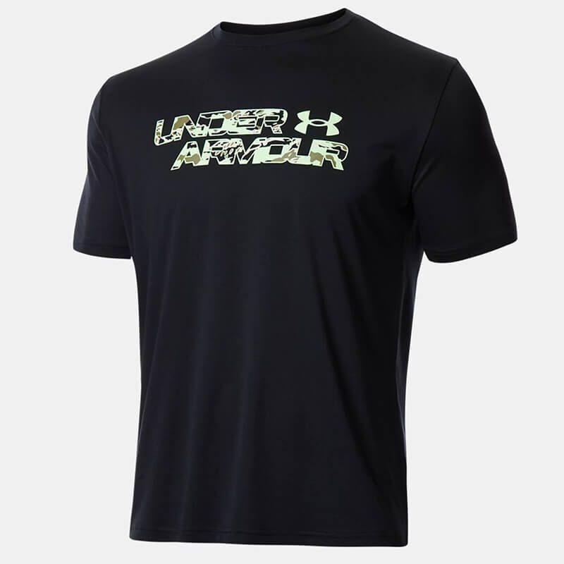 * postage 390 jpy possibility commodity Under Armor UNDER ARMOUR HEATGEAR COOL speed . anti-bacterial big Logo short sleeves T-shirt black [1371908-002-L] three .*QWER*