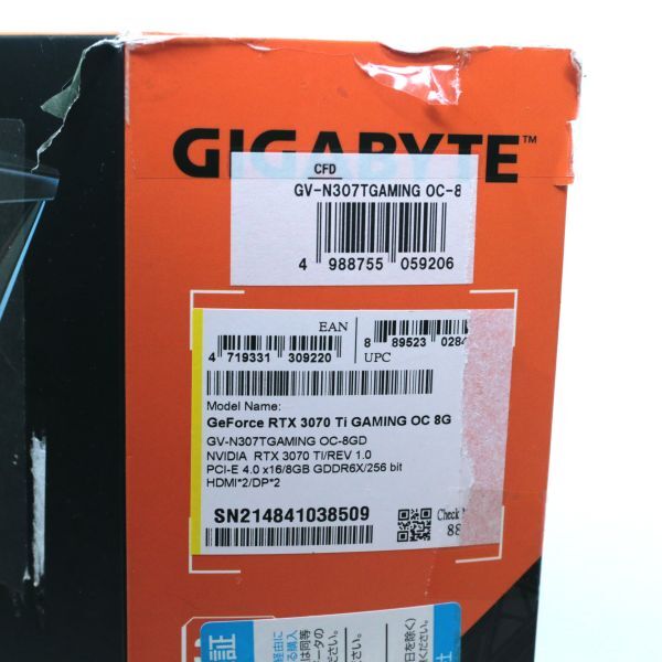 001b ジャンク GIGABYTE GeForce RTX3070 Ti GAMING OC 8G / GV-N307TGAMING OC-8GD REV 1.0_画像8