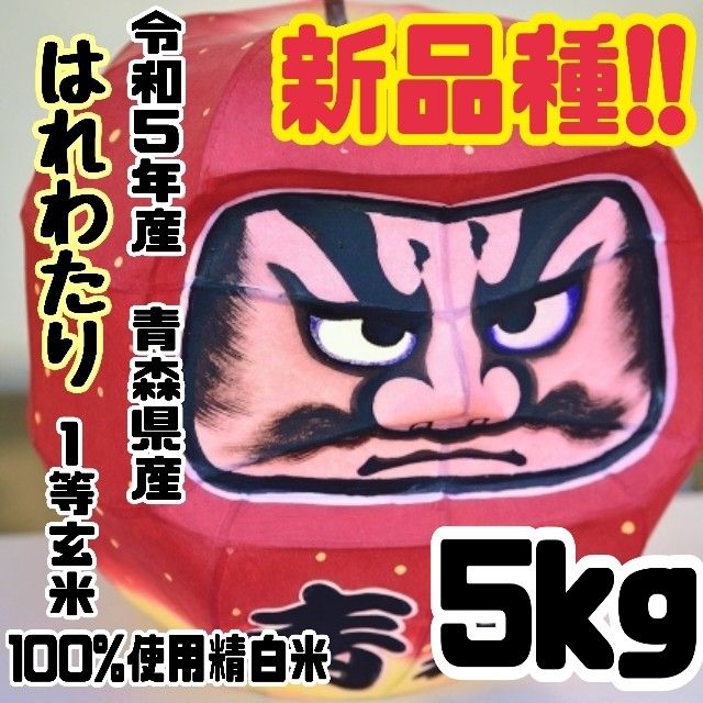 ☆新米☆　令和５年産　★青森県産はれわたり精白米★　★５kg×１袋★　★合計５kg★　☆送料込み☆