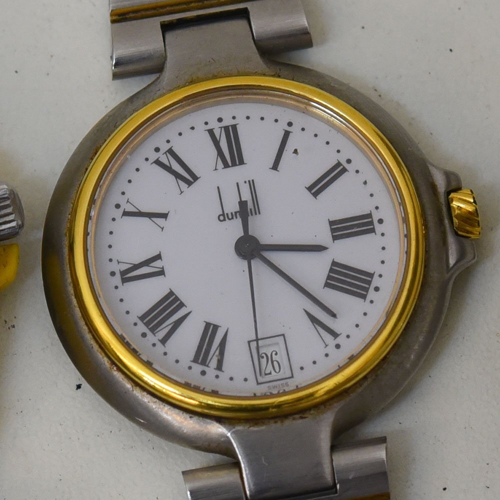 1 иен неподвижный товар наручные часы 4шт.@ Dunhill TAG Heuer кварц мужской женский совместно включение в покупку не возможно 