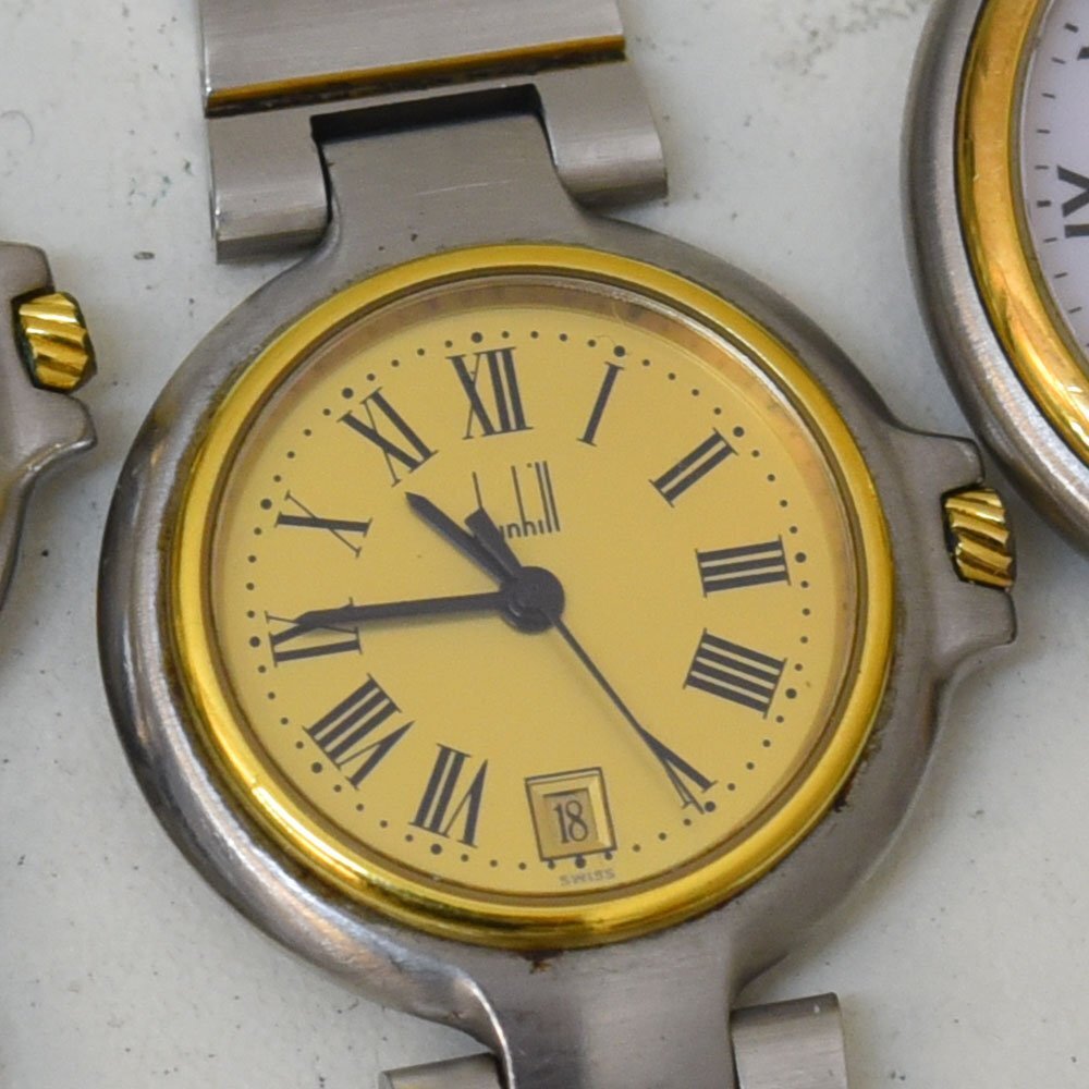 1 иен передвижной товар наручные часы 5шт.@ Dunhill Waltham кварц мужской женский батарейка заменена совместно включение в покупку не возможно 