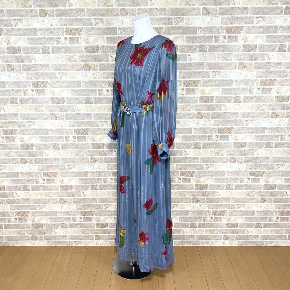1 jpy dress Mai pcs costume long dress blue gray pattern shoulder pad . product? party dress color dress Event used 4313