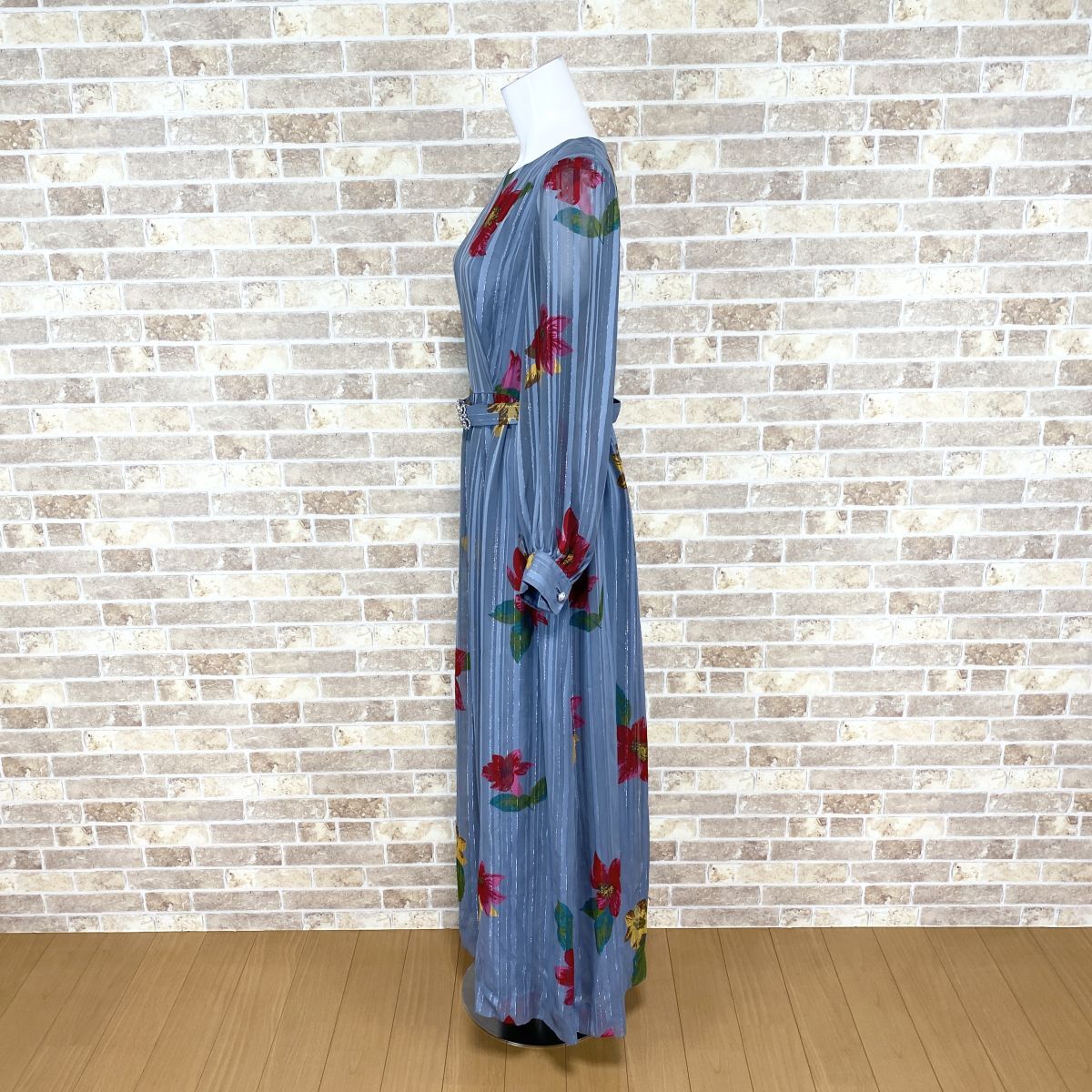 1 jpy dress Mai pcs costume long dress blue gray pattern shoulder pad . product? party dress color dress Event used 4313