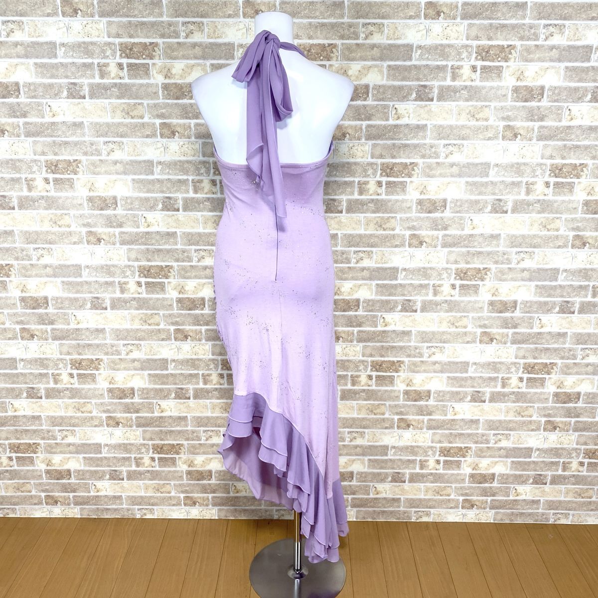 1円 ドレス SILVER ASH ホルターネックドレス M 薄紫 カラードレス キャバドレ 発表会 イベント　中古４６４５_画像4
