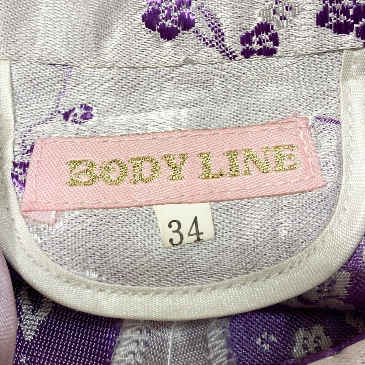 1円 チャイナドレス BODY LINE ロングワンピース 34 シルバー紫 カラードレス キャバドレ 発表会 フォーマル 中古４７９４_画像10