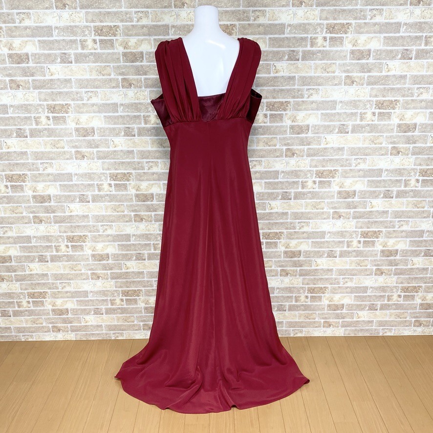 1円 ドレス Dress de Raffinee 舞台衣装ロングドレス 4XL 大きなサイズ 赤系光沢 カラードレス 発表会 イベント 中古４４０６の画像4