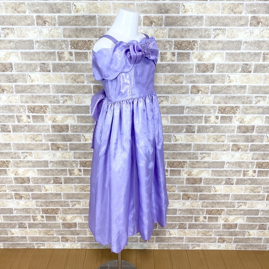子供ドレス 桂 由美 ワンピース 110A 紫光沢 カラードレス 発表会 イベント　中古４５８０_画像2