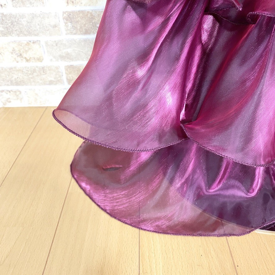 1円 ドレス ICHIOKU 舞台衣装 ロングドレス 赤紫光沢 カラードレス キャバドレ 発表会 イベント　中古４７８２_画像10