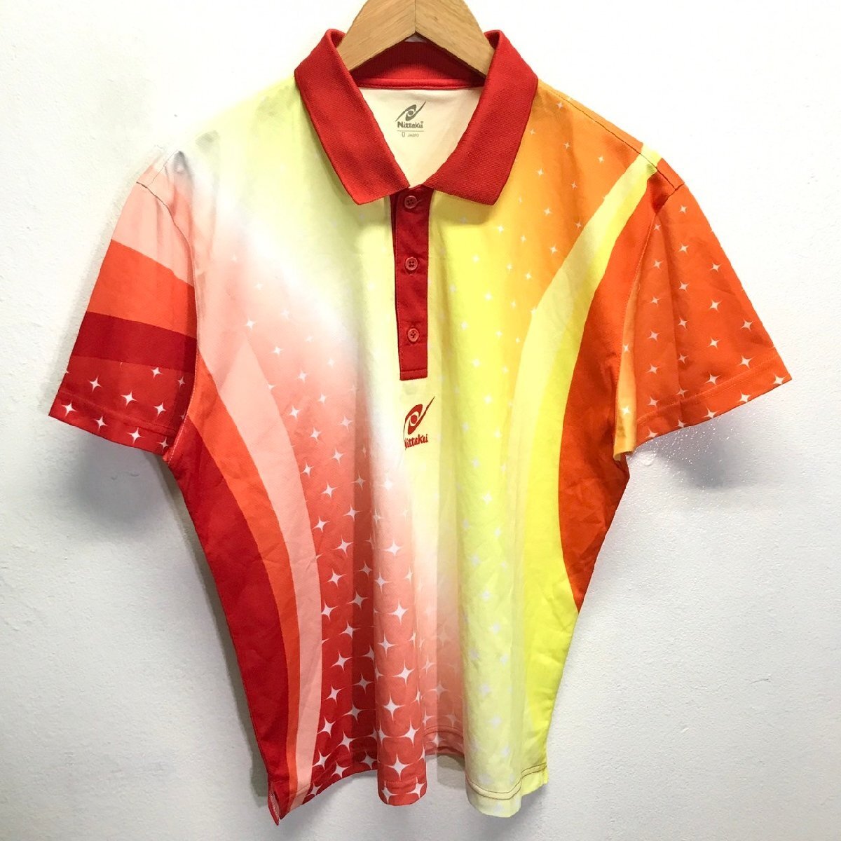 (^w^)b Nittakunitak форма рубашка-поло Япония настольный теннис JAPAN TABLE TENNIS ASSOCIATION JTTA красный × желтый O 8728iE