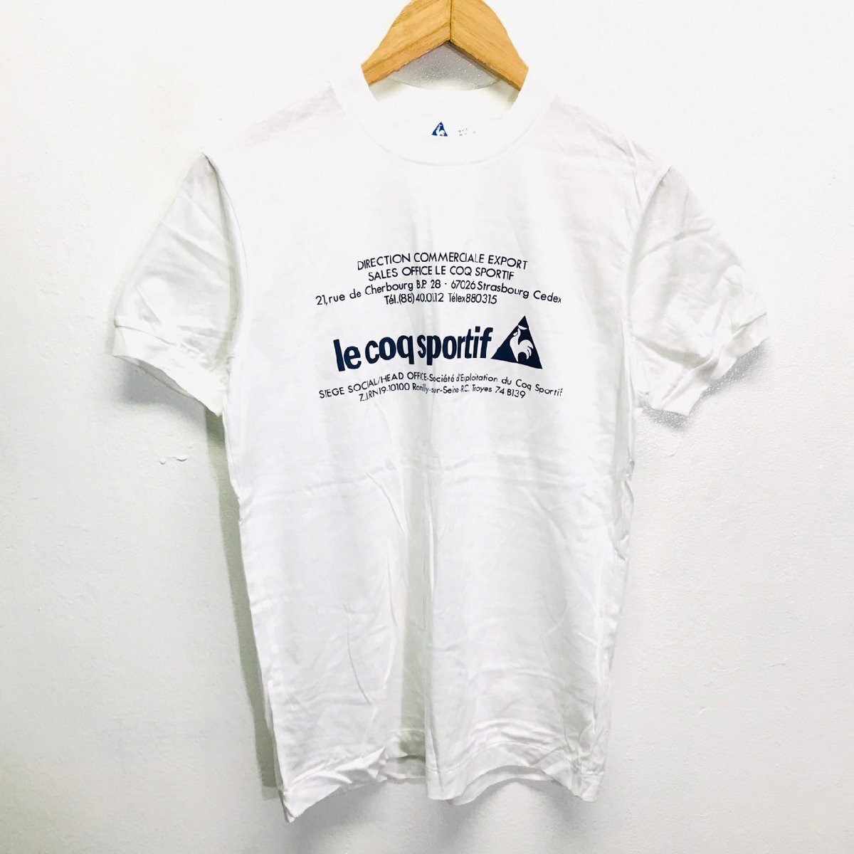 (^w^)b 日本製 le coq sportif ル コック スポルティフ 80s 90s ヴィンテージ クルーネック T シャツ トップス 万能 ホワイト 86-3 8874iE_画像1