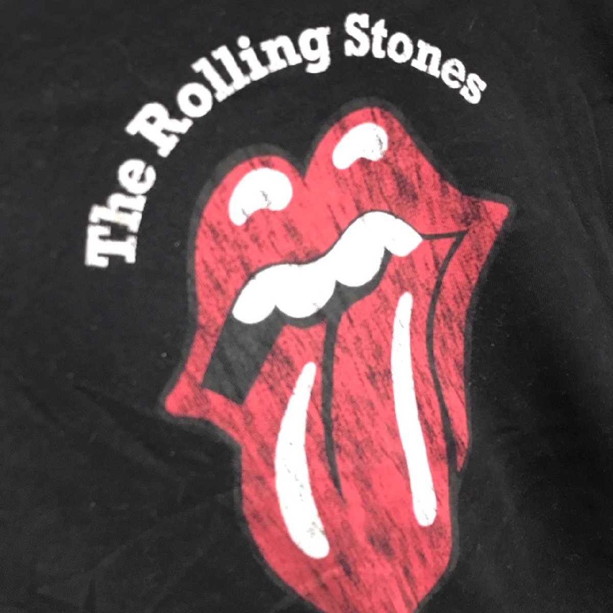 (^w^)b GU ジーユー the Rolling Stones ローリング ストーンズ デザイン リンガー T Tee シャツ チビT ロック バンド ブラック S 8706iE_画像7