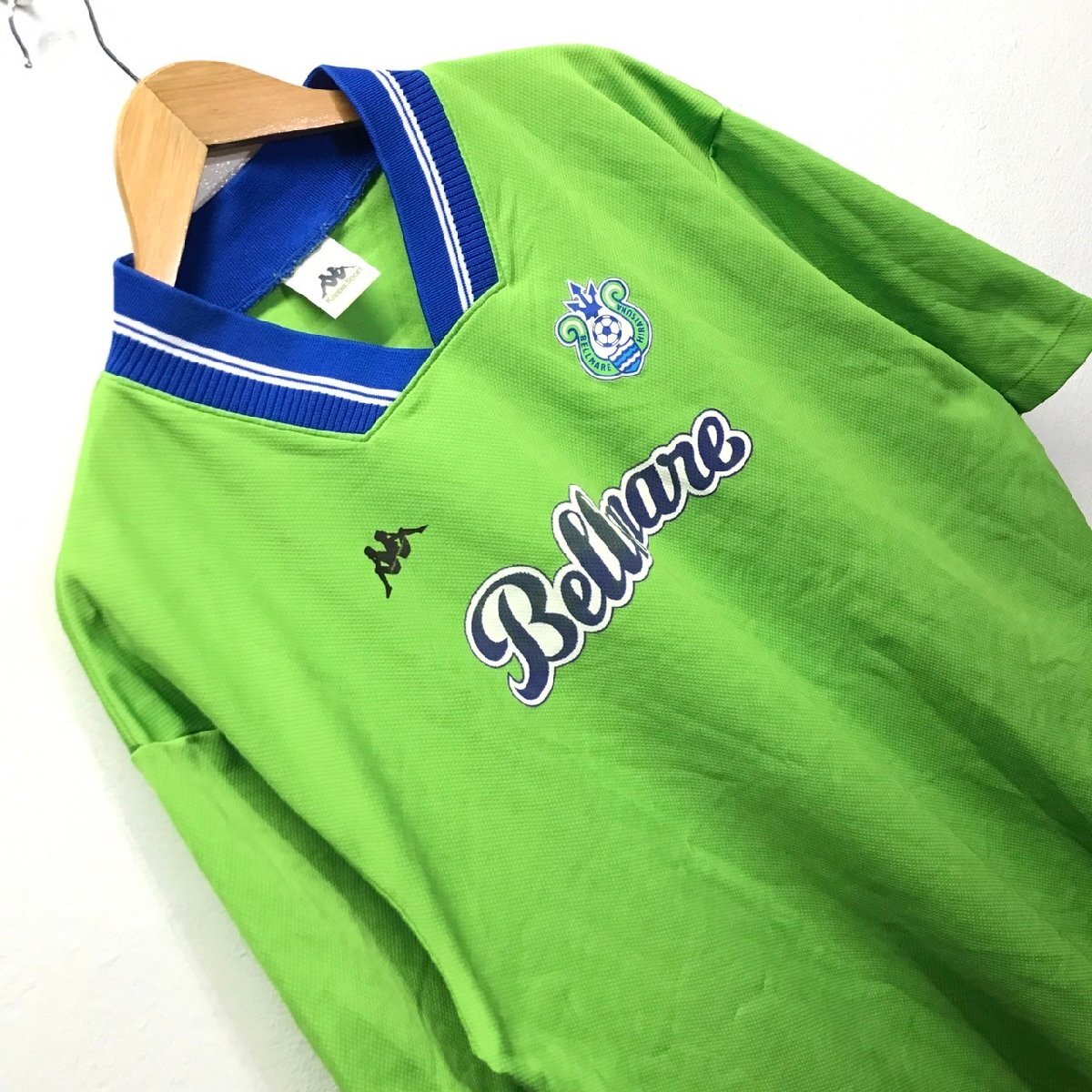 (^w^)b 日本製 Kappa カッパ 80s 90s ヴィンテージ ゲーム サッカー シャツ ウェア Bellmare ベルマーレ 平塚 半袖 グリーン XO 8789iE_画像5