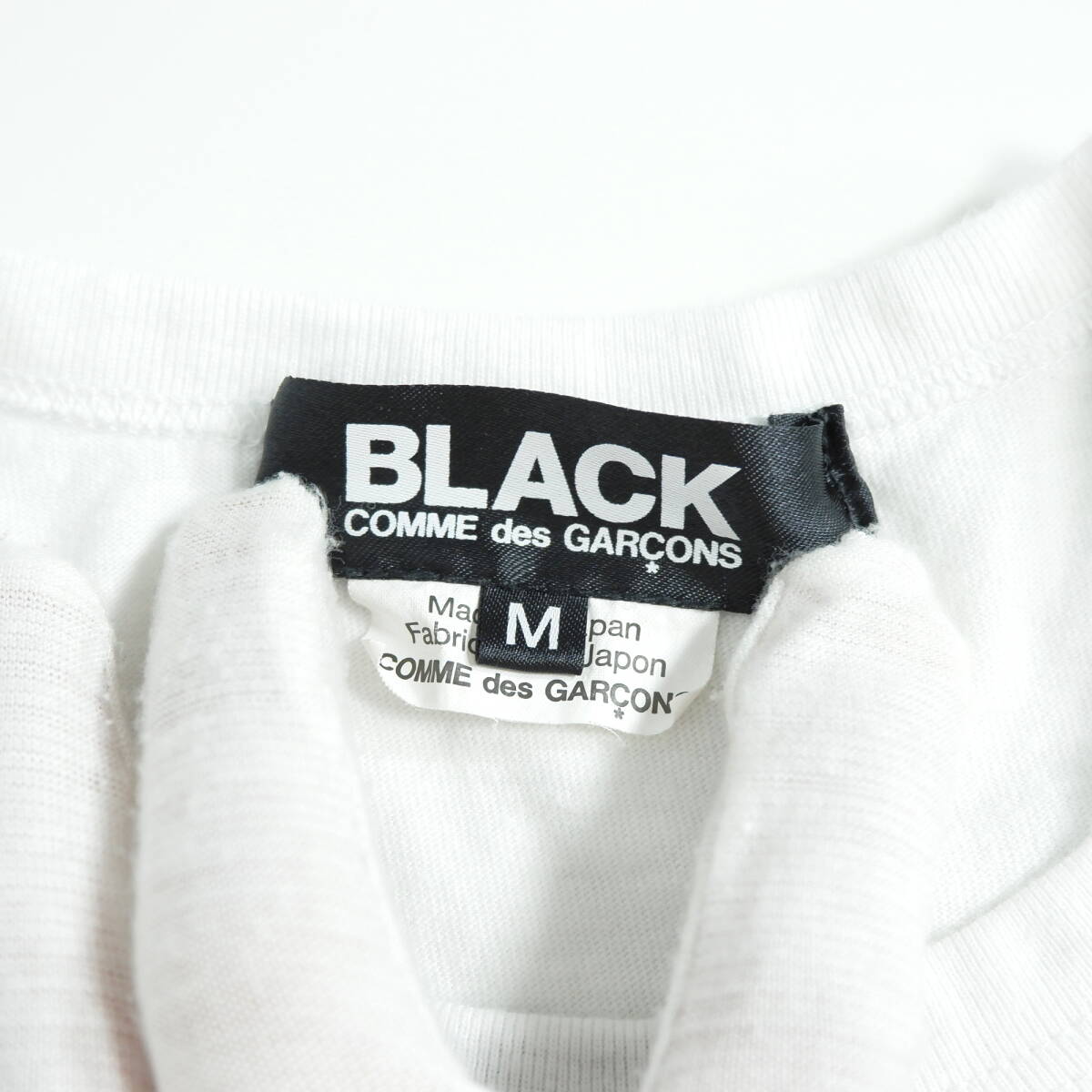 ◆良品◆ BLACK COMME des GARCONS ブラック コムデギャルソン プリント デザイン 半袖 Tシャツ カットソー 白 M ◆AD2018◆ 1004E0