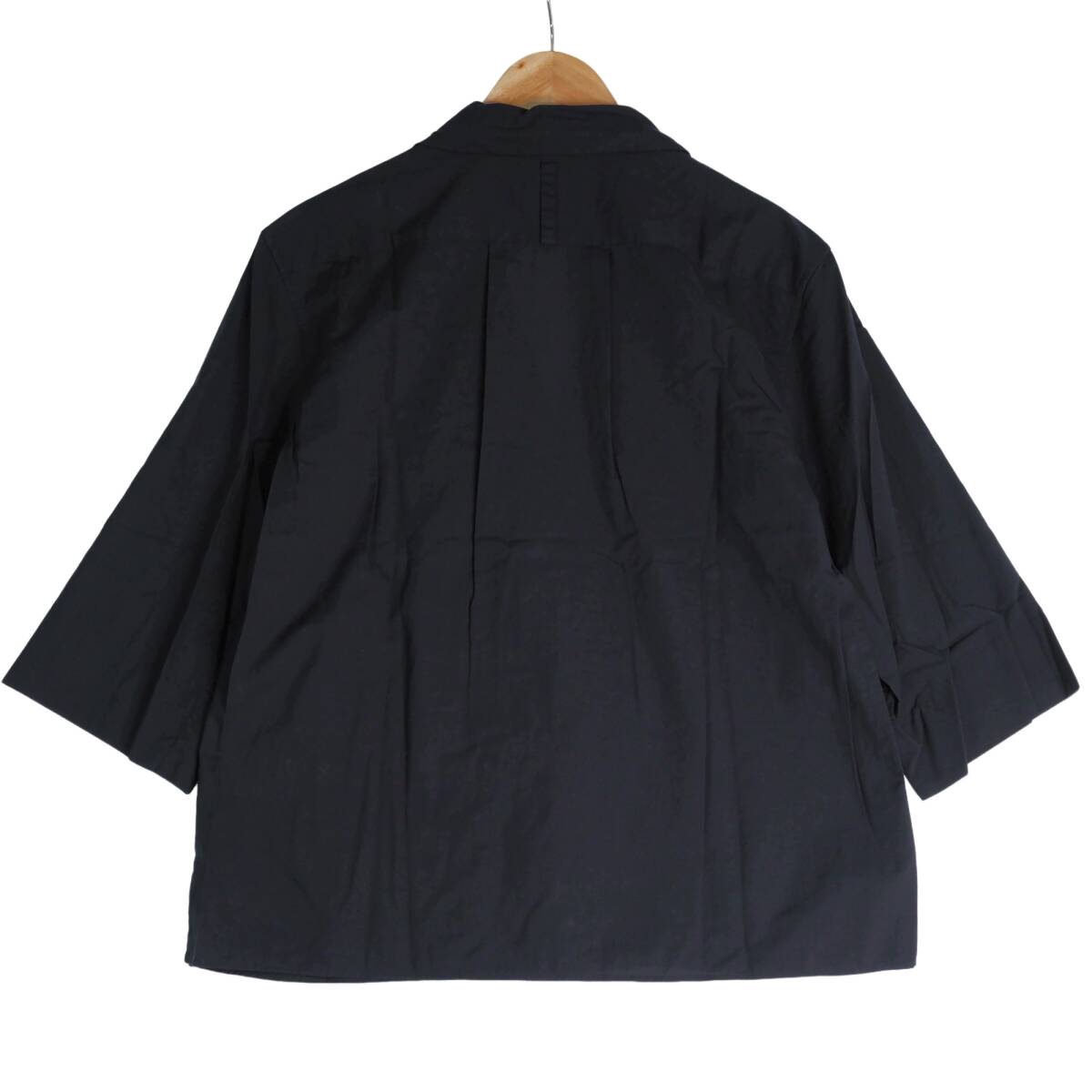 ◆美品◆ MARGARET HOWELL マーガレットハウエル 軽やか♪ ゆったり 七分袖 ワーク シャツ ジャケット 黒 ブラック レディース 1　1144E0
