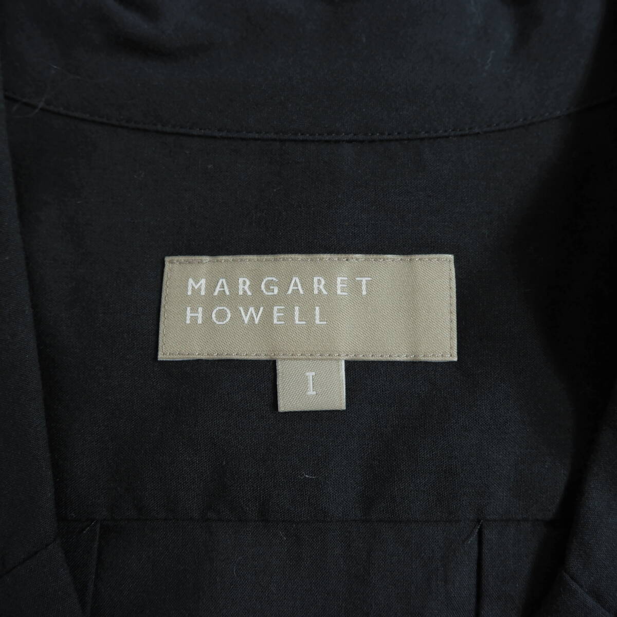 ◆美品◆ MARGARET HOWELL マーガレットハウエル 軽やか♪ ゆったり 七分袖 ワーク シャツ ジャケット 黒 ブラック レディース 1　1144E0