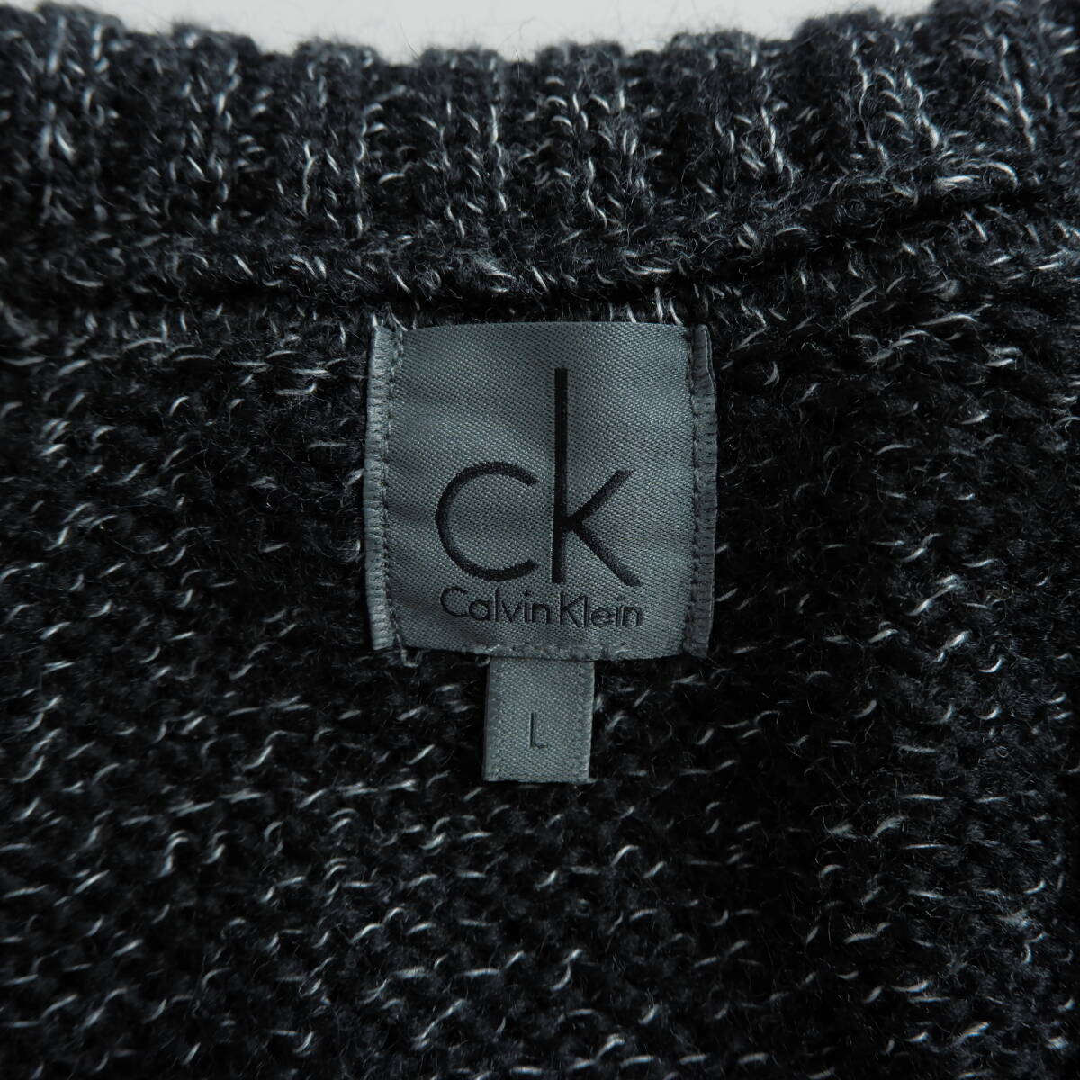 ◆美品 送料無料◆ CK Calvin Klein カルバンクライン ウール ニット ジップ ブルゾン セーター 黒 白 メンズ L 1534E0_画像6