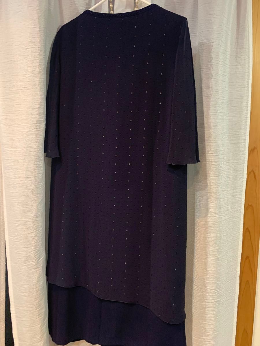 東京ソワール ドレス ワンピース 紺色 11号 結婚式 レースドレス フォーマル